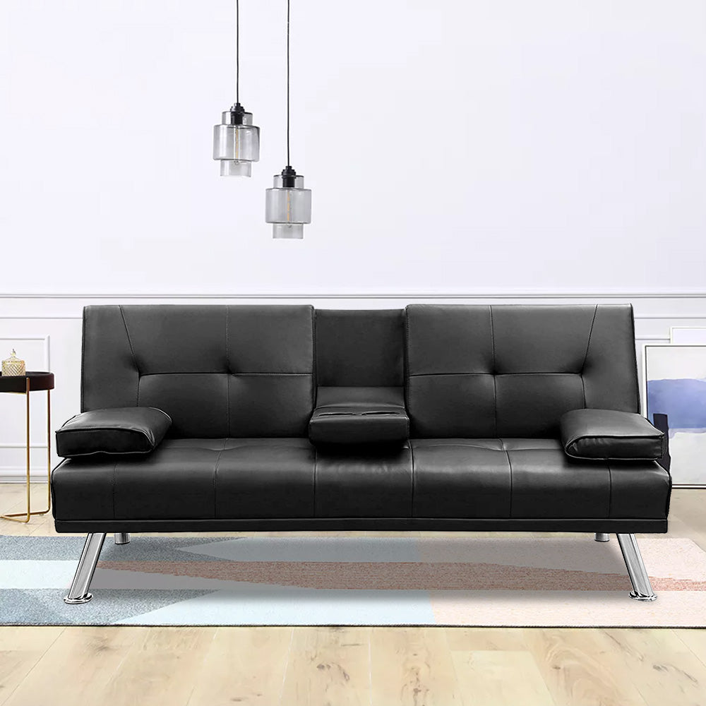 Convertible Sofa Bed Futon - Faux Leather Sleeper Sofa