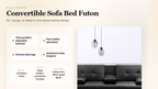 Convertible Sofa Bed Futon detail graphic - MEGA Furnishing