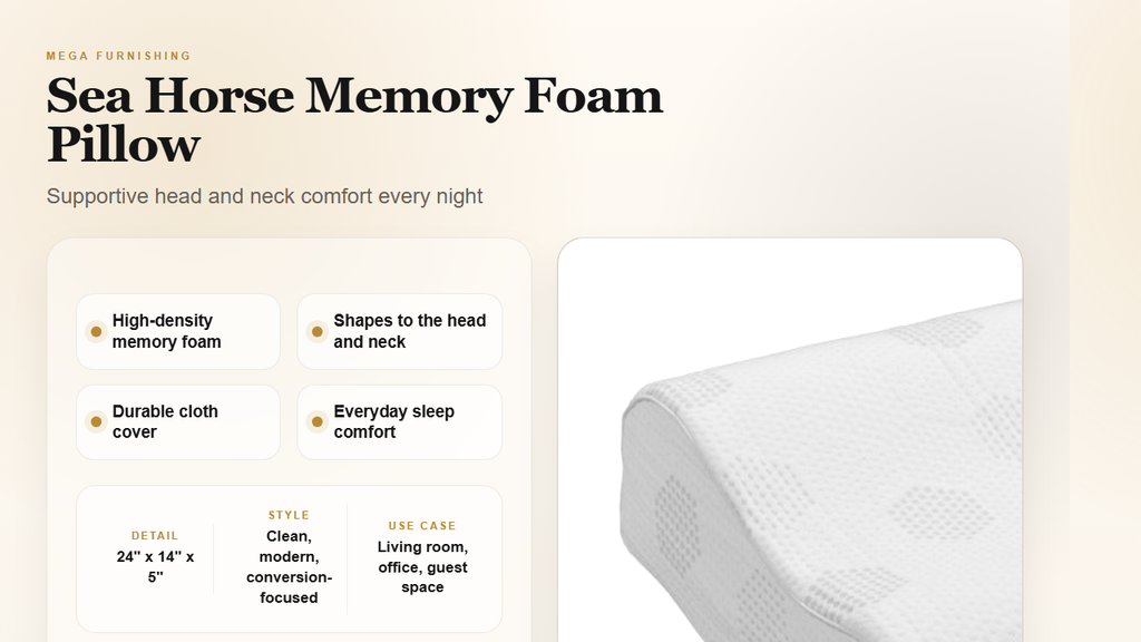 Sea Horse Memory Foam Pillow detail graphic - MEGA Furnishing