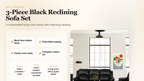3-Piece Black Reclining Sofa Set detail graphic - MEGA Furnishing