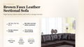 Brown faux leather sectional detail graphic - MEGA Furnishing