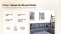 Gray linen sectional detail graphic - MEGA Furnishing
