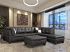 Nail Head 3 Piece Black Sectional Sofa Set Right -Facing chaise with Free Storage Ottoman. - MEGAFURNISHING