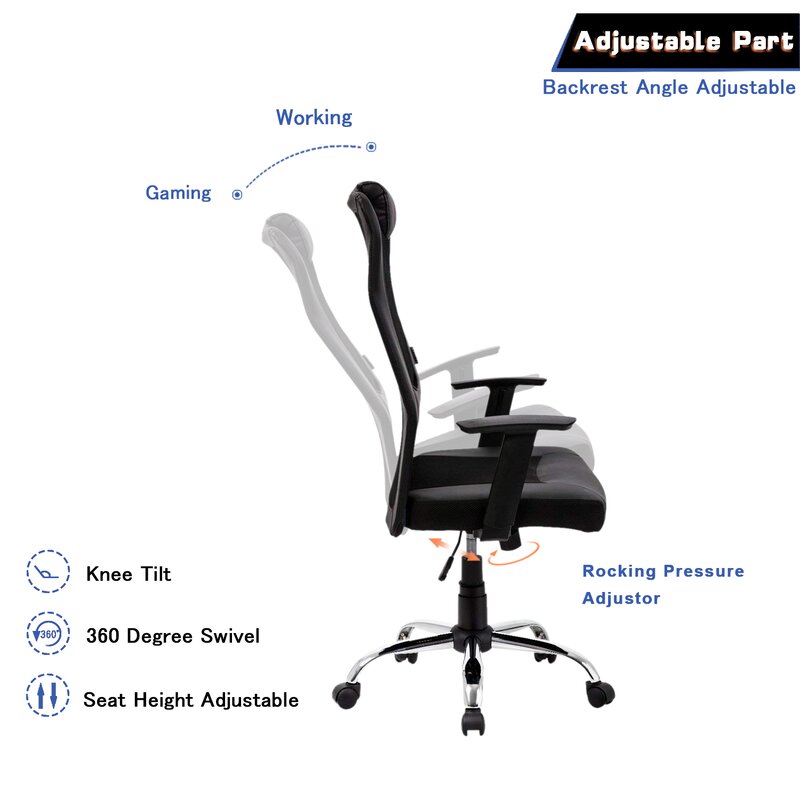 Office Mesh Back Rocking Chair - MEGAFURNISHING