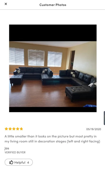 3 PC Sectional Sofa Set, (Black) Faux Leather Right -Facing Chaise with Free Storage Ottoman - MEGAFURNISHING