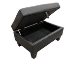 Black Nail Head 3 Piece Sectional Set Lift -Facing chaise Free Storage Ottoman - MEGAFURNISHING