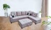 3 PC Sectional Sofa Set, Light Brown Linen Lift -Facing Chaise with Free Storage Ottoman - MEGAFURNISHING