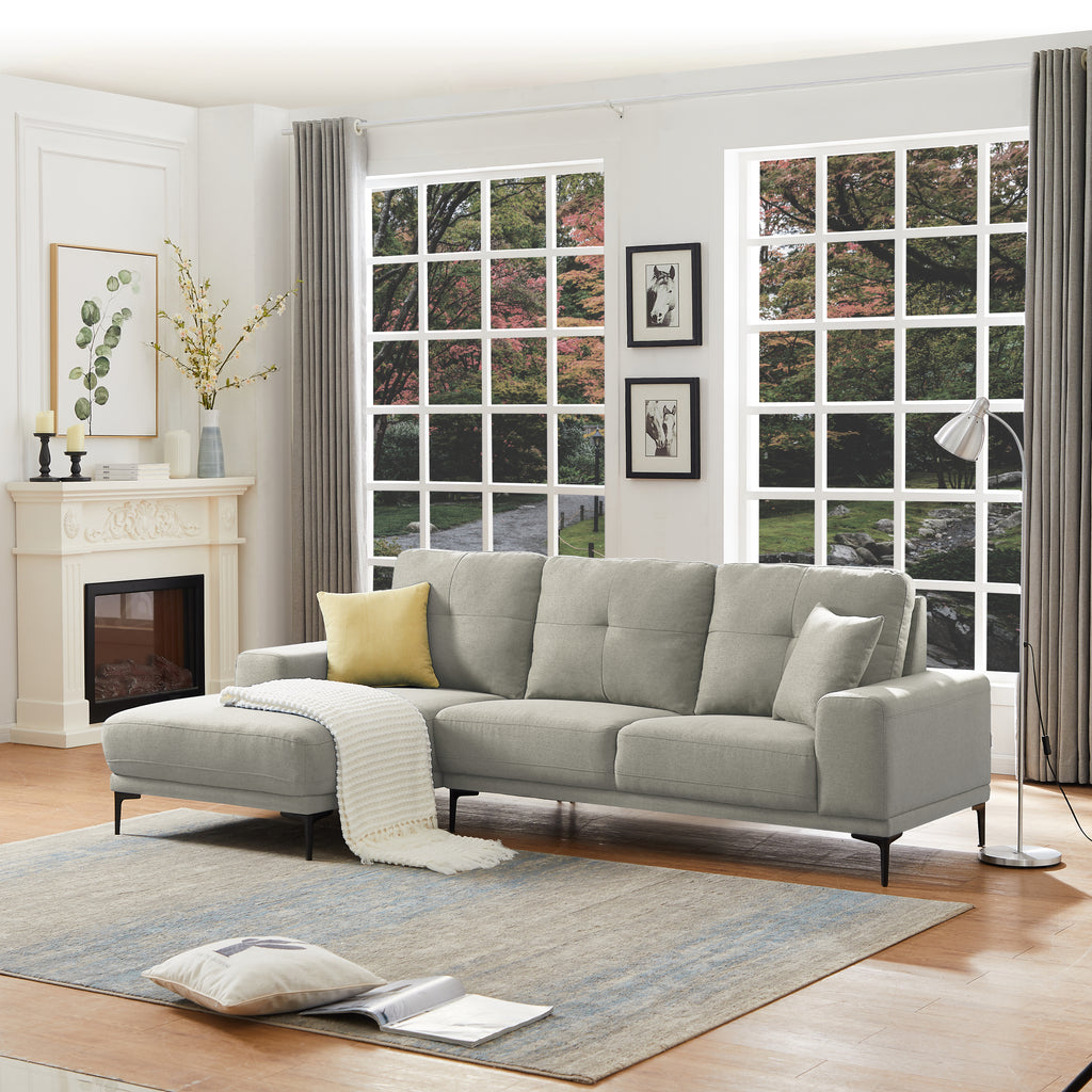 Linen Modern Sectional Left Chaise - MEGAFURNISHING