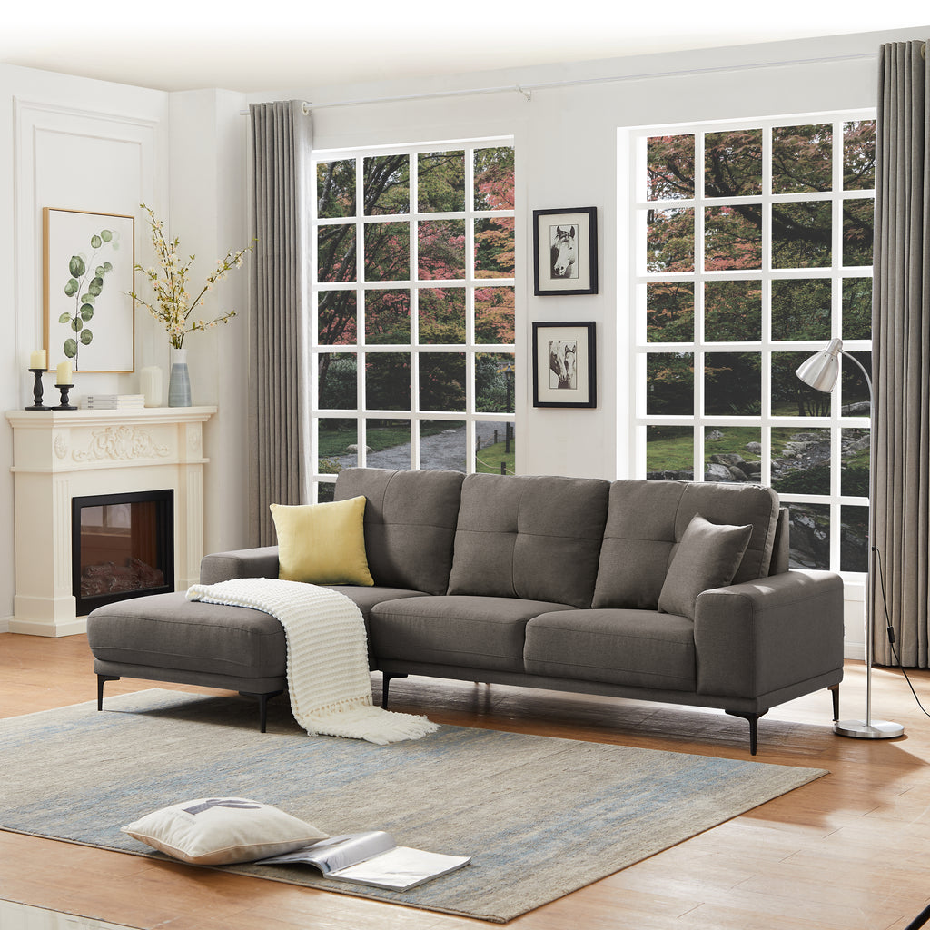 Linen Modern Sectional Left Chaise - MEGAFURNISHING