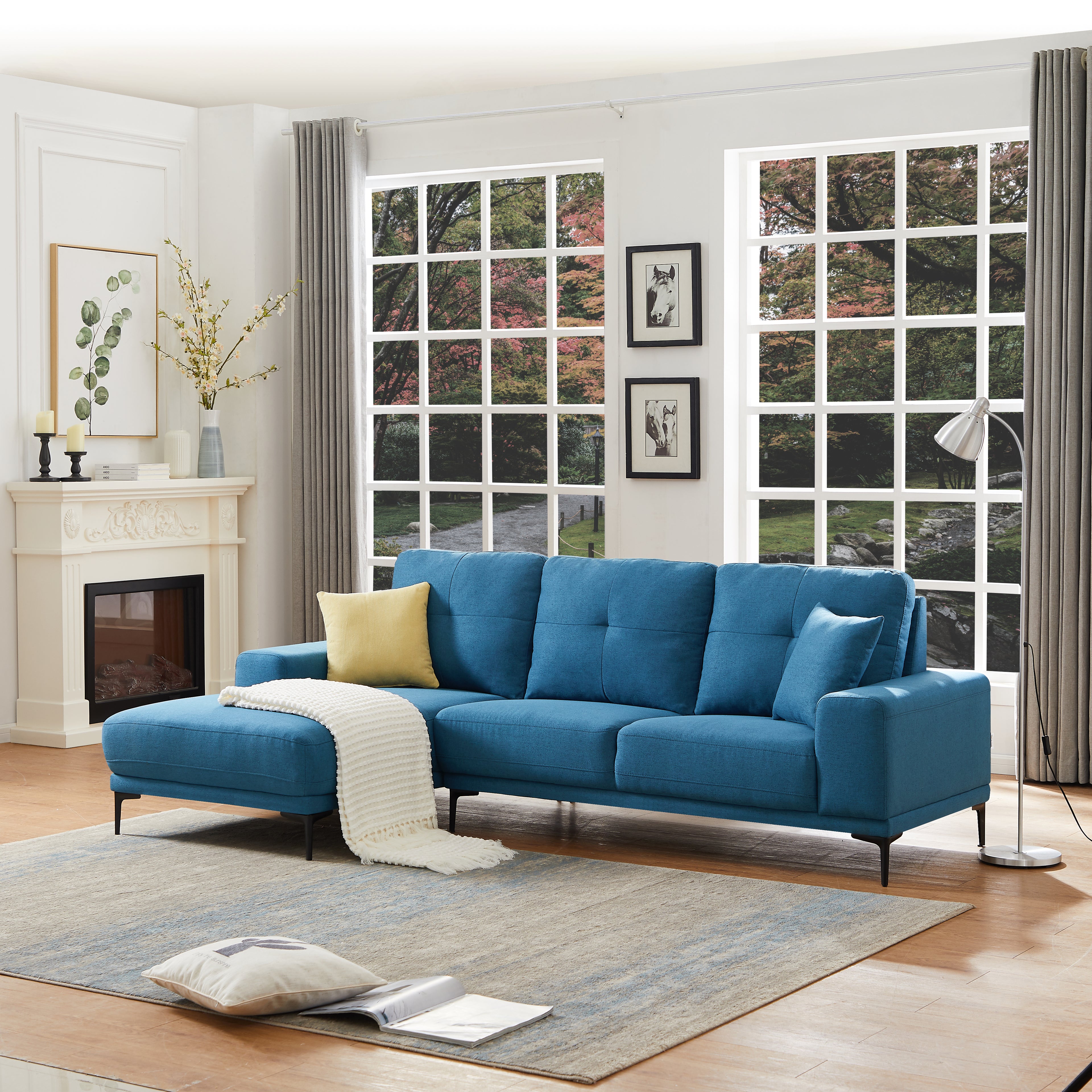 Linen Modern Sectional Left Chaise - MEGAFURNISHING