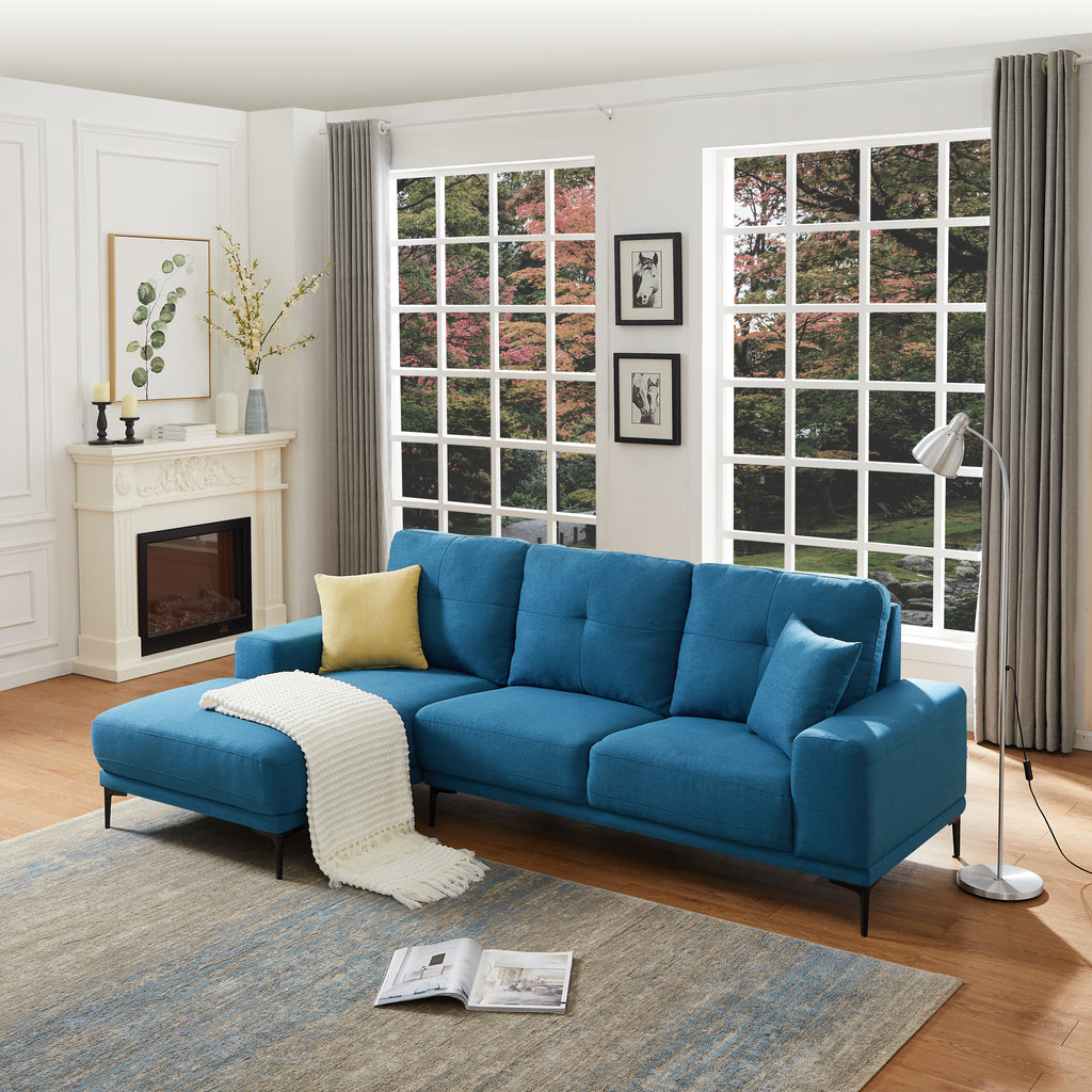Linen Modern Sectional Left Chaise - MEGAFURNISHING