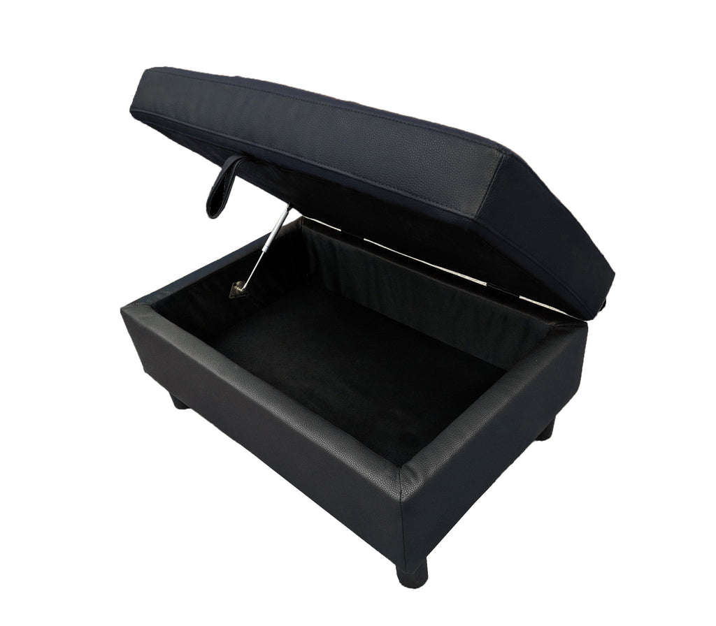 3 PC Sectional Sofa Set, (Black) Faux Leather Right -Facing Chaise with Free Storage Ottoman - MEGAFURNISHING