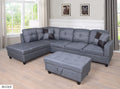 MEGA Furnishing 3 PC Sectional Sofa Set, Gray Linen Lift -Facing Chaise with Free Storage Ottoman - MEGAFURNISHING