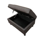 Sectional 3 PC set Brown Faux Leather Right -Facing Chaise Free Storage Ottoman - MEGAFURNISHING