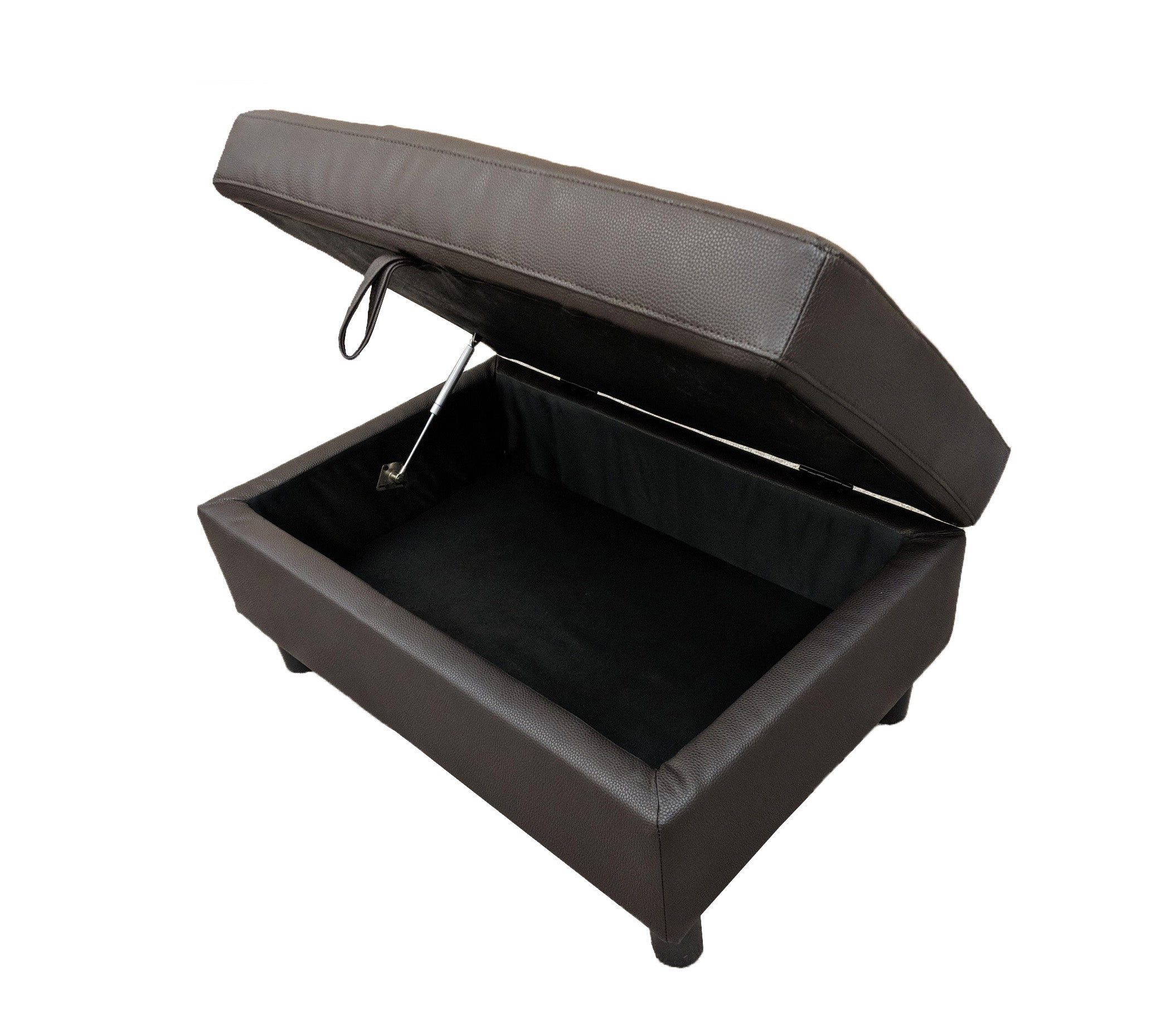 Sectional 3 PC set Brown Faux Leather Right -Facing Chaise Free Storage Ottoman - MEGAFURNISHING
