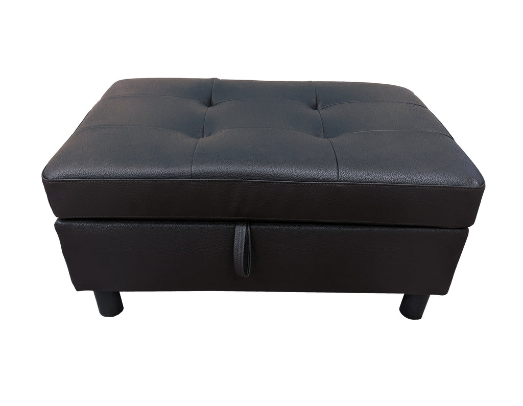 Sectional 3 PC set Black Faux Leather Right -Facing Chaise - MEGAFURNISHING