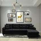MEGA right sectional sofa with footrest, convertible corner sofa with armrest storage, living room and apartment sectional sofa, right chaise longue and grey - MEGAFURNISHING
