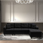MEGA right sectional sofa with footrest, convertible corner sofa with armrest storage, living room and apartment sectional sofa, right chaise longue and grey - MEGAFURNISHING